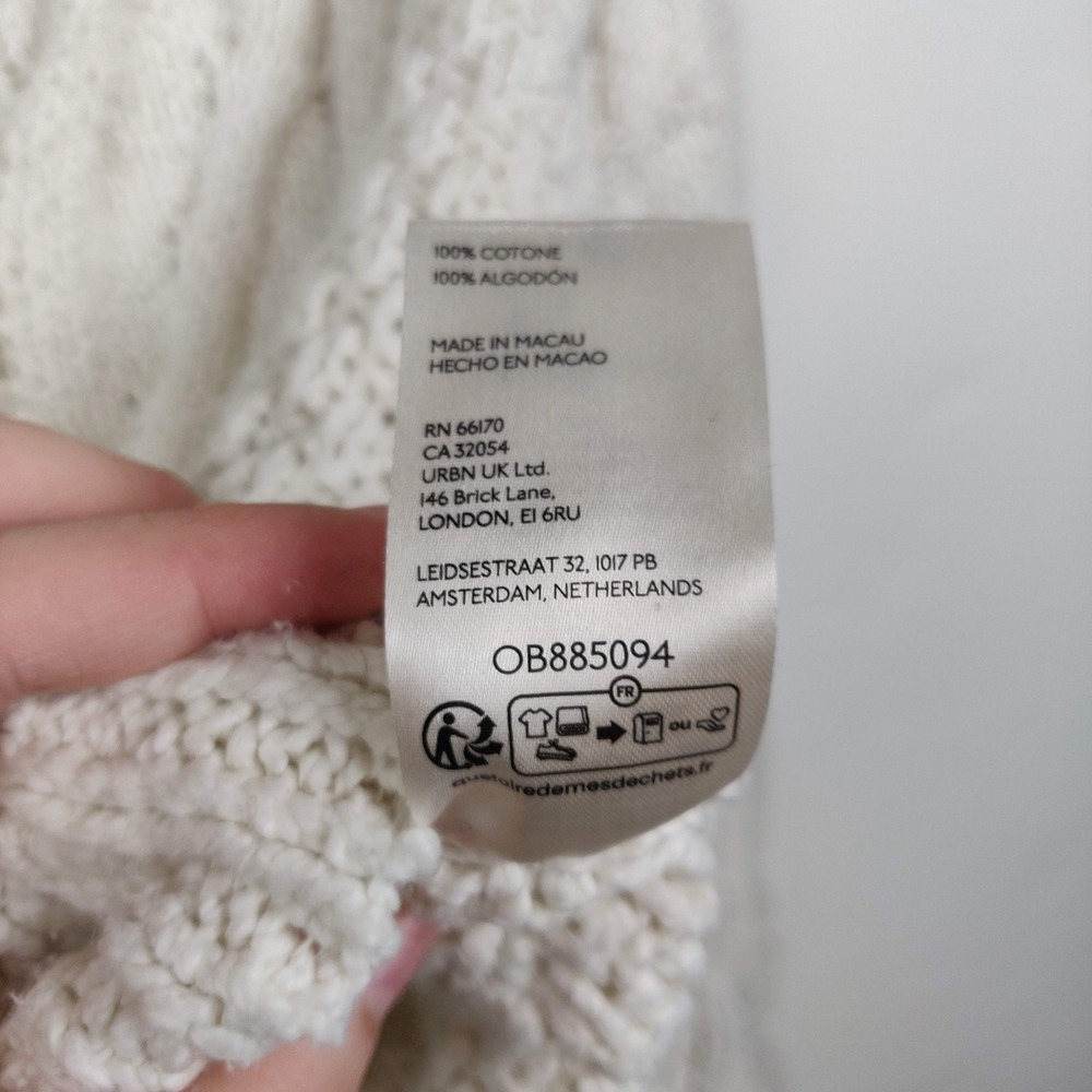 Free People Bonfire Cable Knit Cardigan Sweater Womens Medium Cream Boho Cotton - Picture 6 of 7